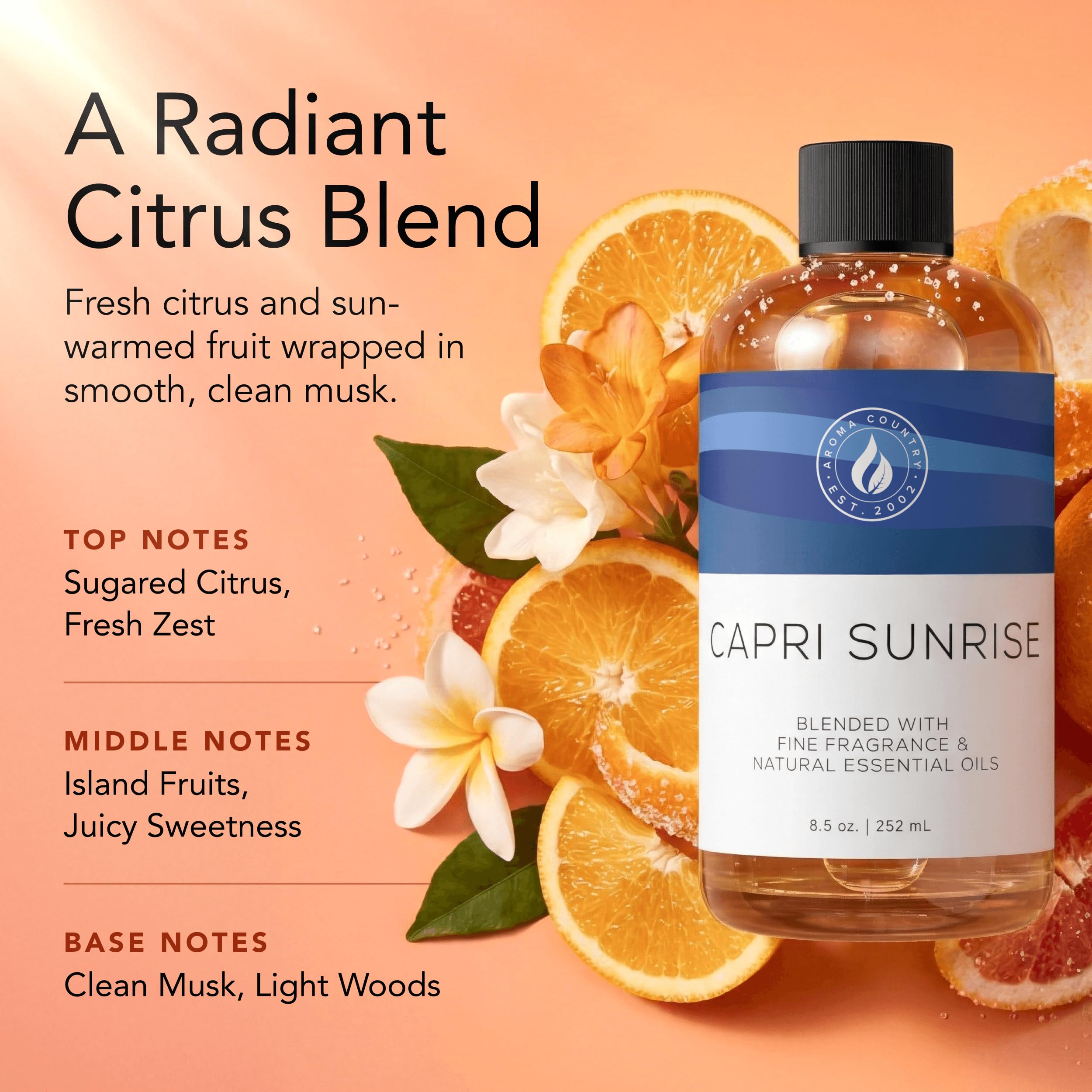 Aroma Country Capri Sunrise: difusor ultrasonico ofrece lujo aromático en espacios pequeños.