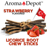 Aroma Depot Regaliz Fresa Stick, detalle de textura masticable y fragante