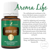 Notas herbales de Aroma Life para calma y enfoque suave.