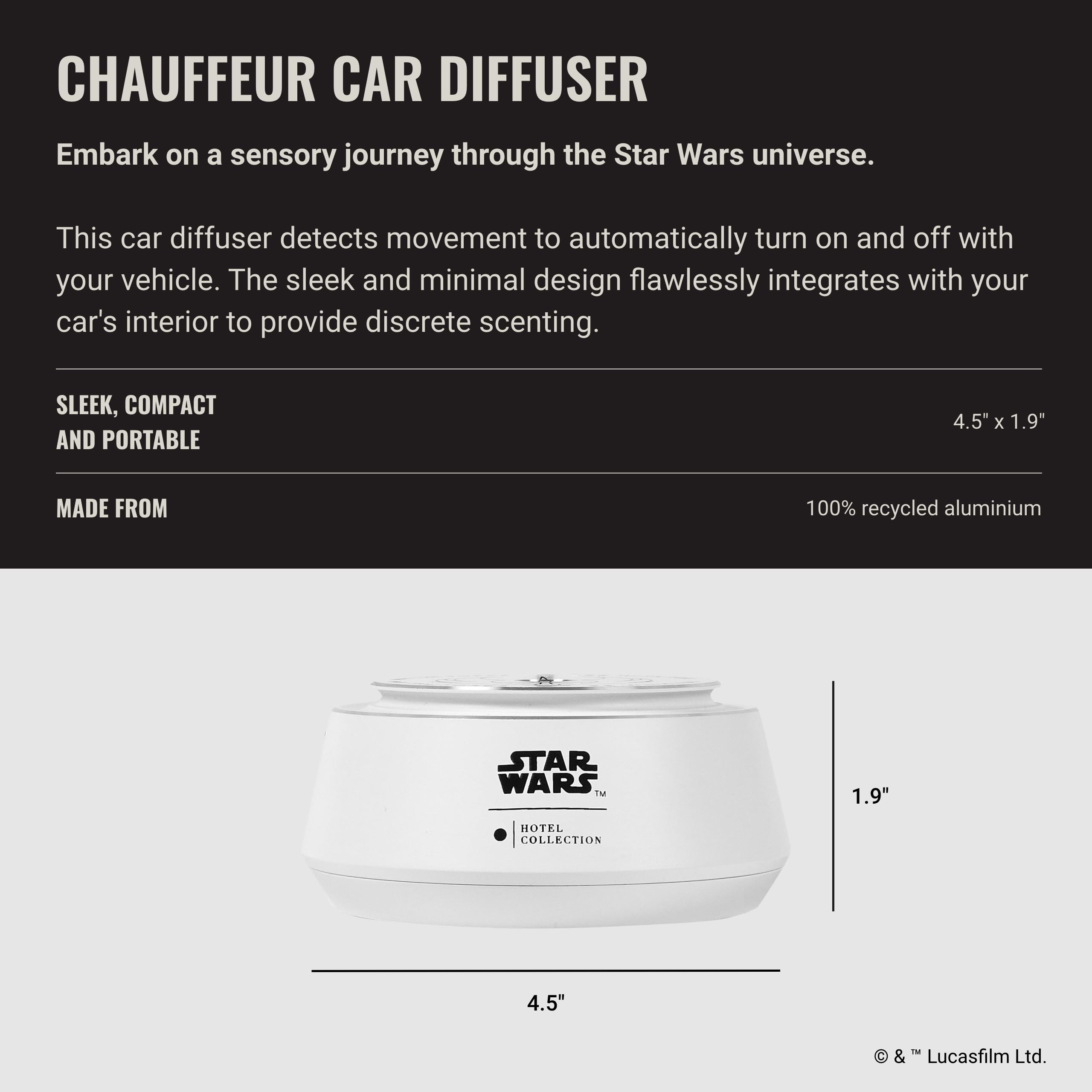 Aroma360 difusor coche diseño compacto, difunde aromas suaves