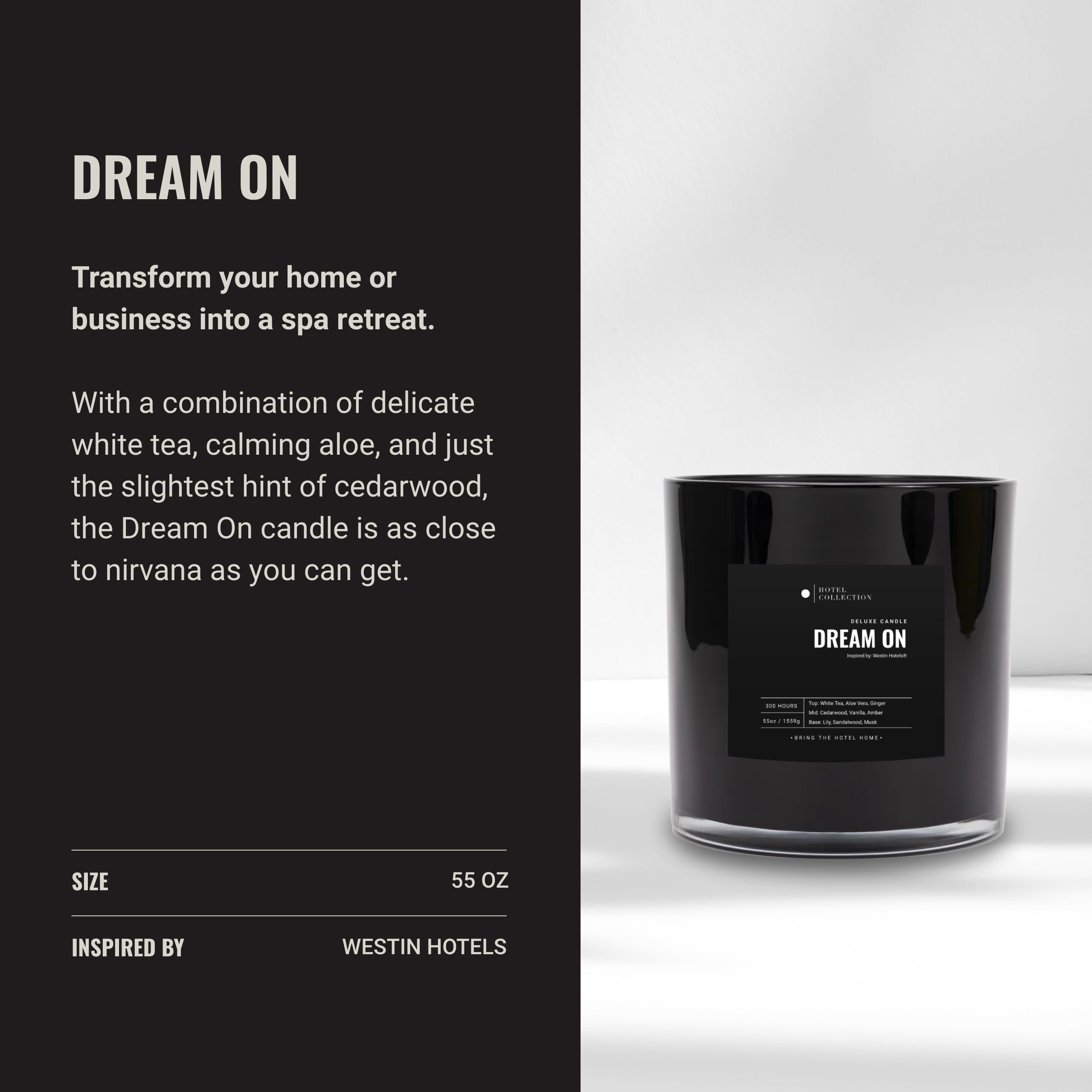 Etiqueta Dream On Deluxe detalla notas aromáticas para un aroma sofisticado