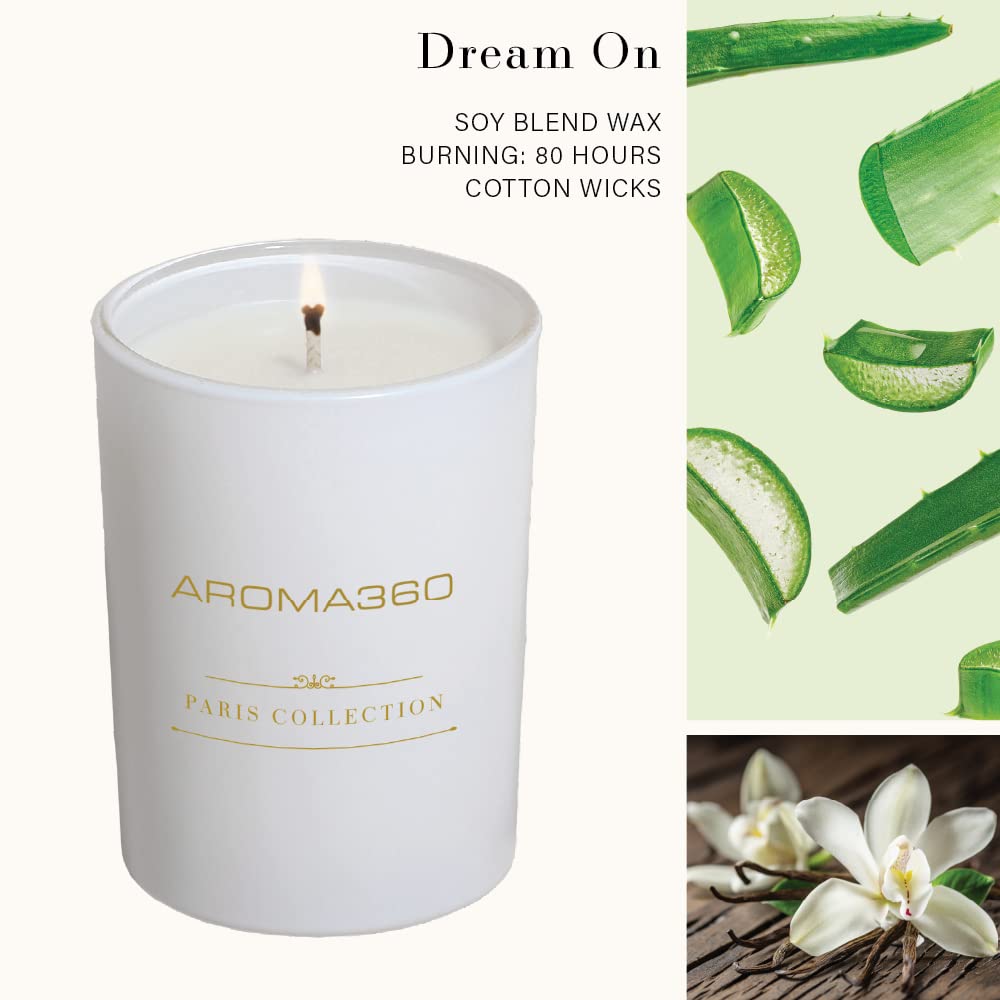 Aroma360 Dream On Paris: vela elaborada con cera de soja y aceites esenciales.