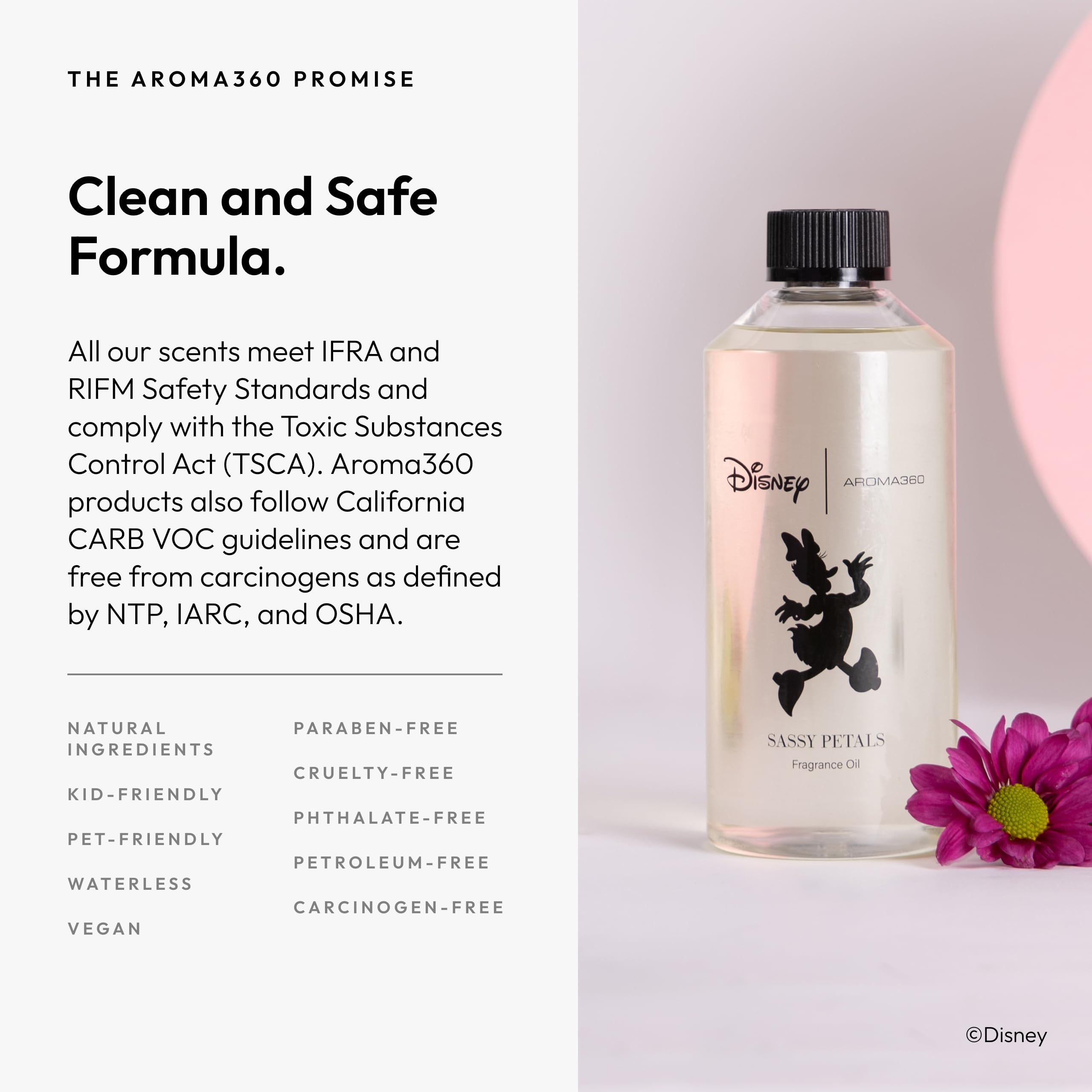 Aroma360 Notas de corazón: jazmín y rosa para envolvente fragancia.