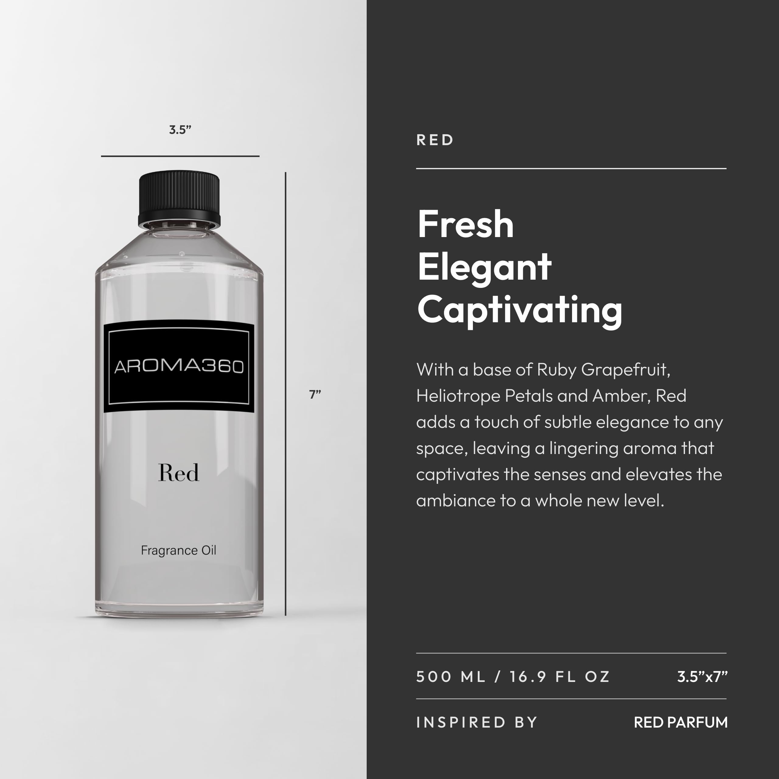 Aroma360 Rojo 500 ml etiqueta de fragancia que inspira estilo.