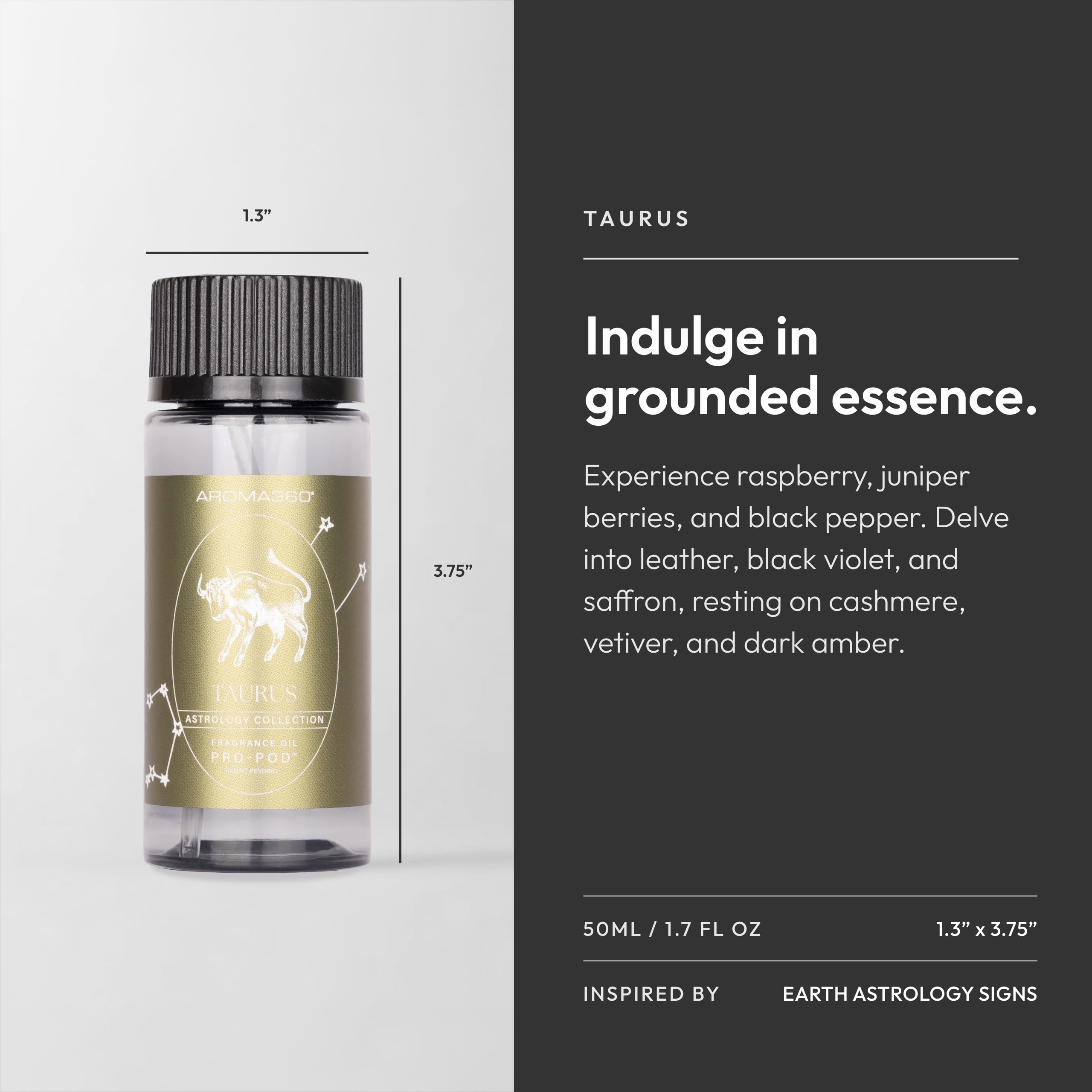 Envase de 50 ml de Aroma360 Taurus Pro-Pod para uso diario.