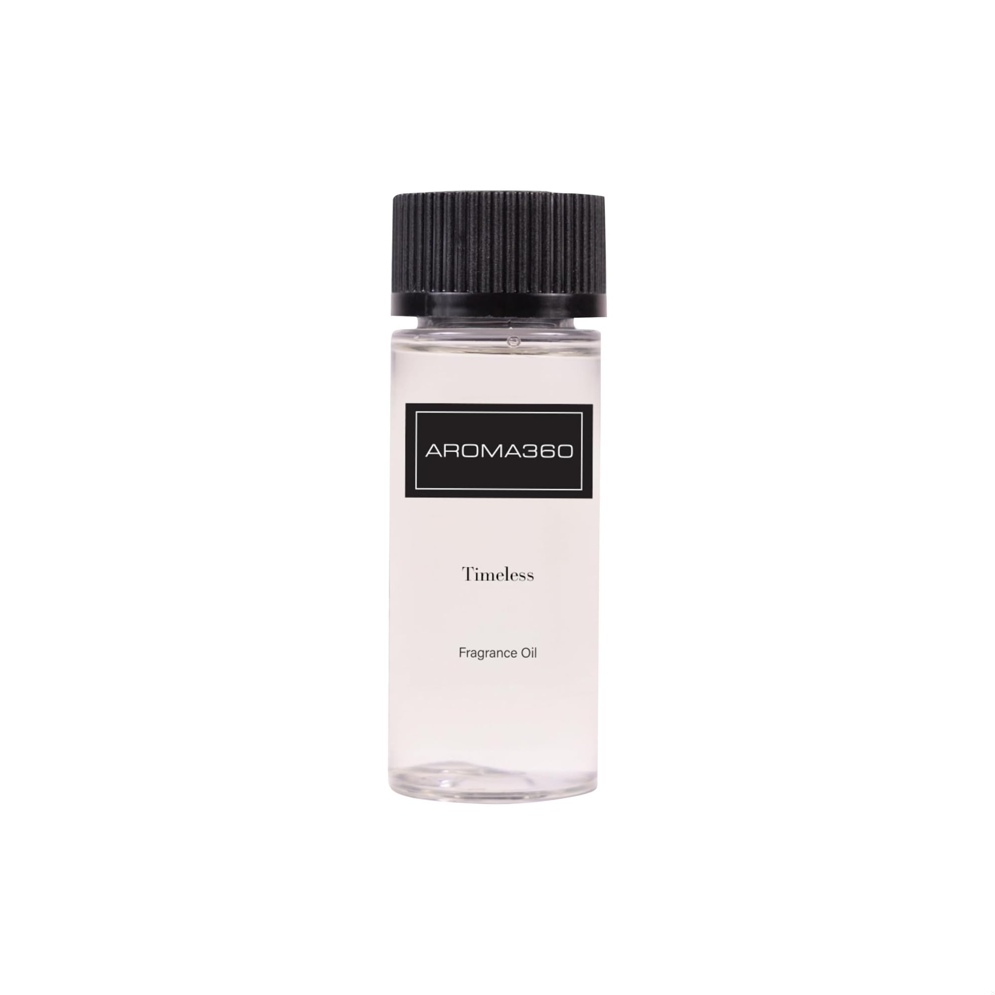 Aroma360 Timeless 50mL, botella vertiendo aroma suave para ambientar interiores.