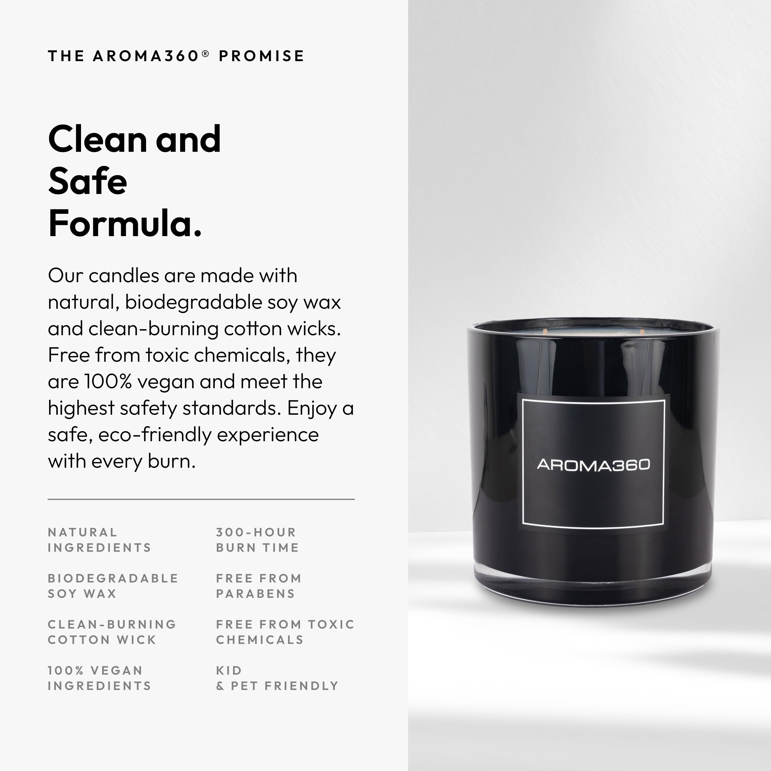 Aroma360 vela de 55 oz en envase negro, diseño premium para decoración
