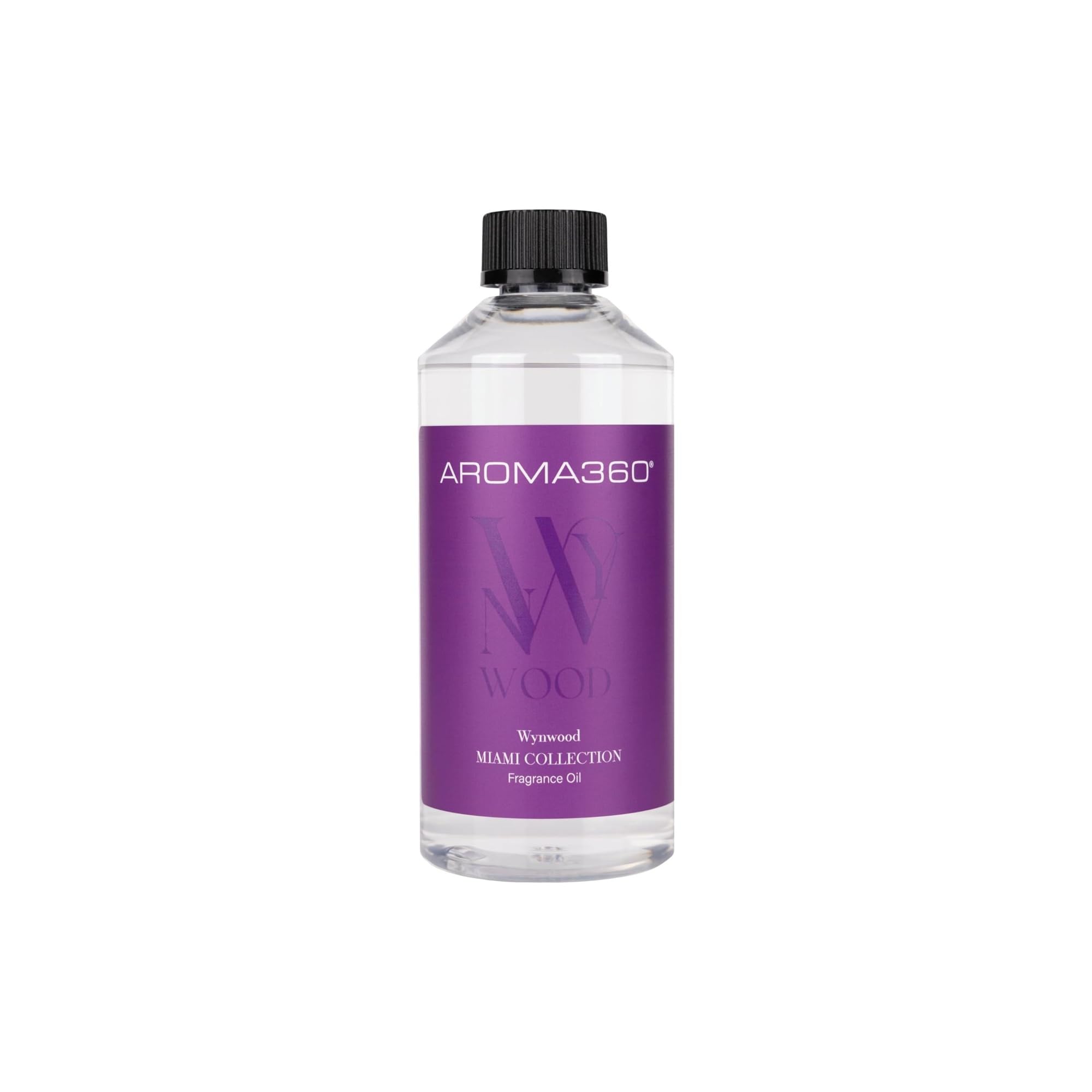 Aroma360 Wynwood: aceite fragancia para difusor, botella-vertido, ideal para ambientes creativos y elegantes.