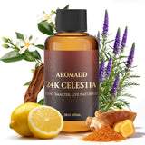 Aromadd 24K Celestia: botella de difusor dorada para salón, aroma lujoso