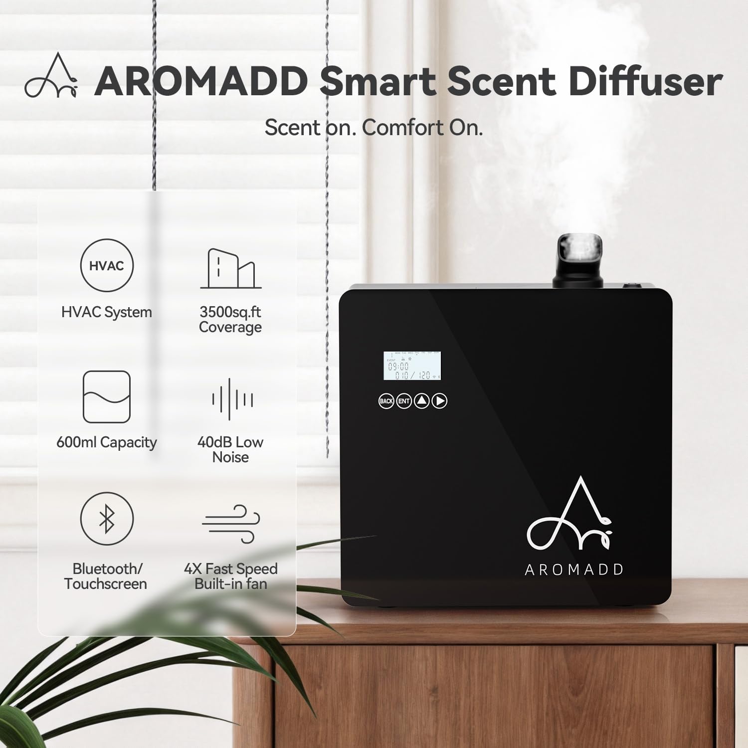 Aromadd: diseño negro elegante para interiores modernos.