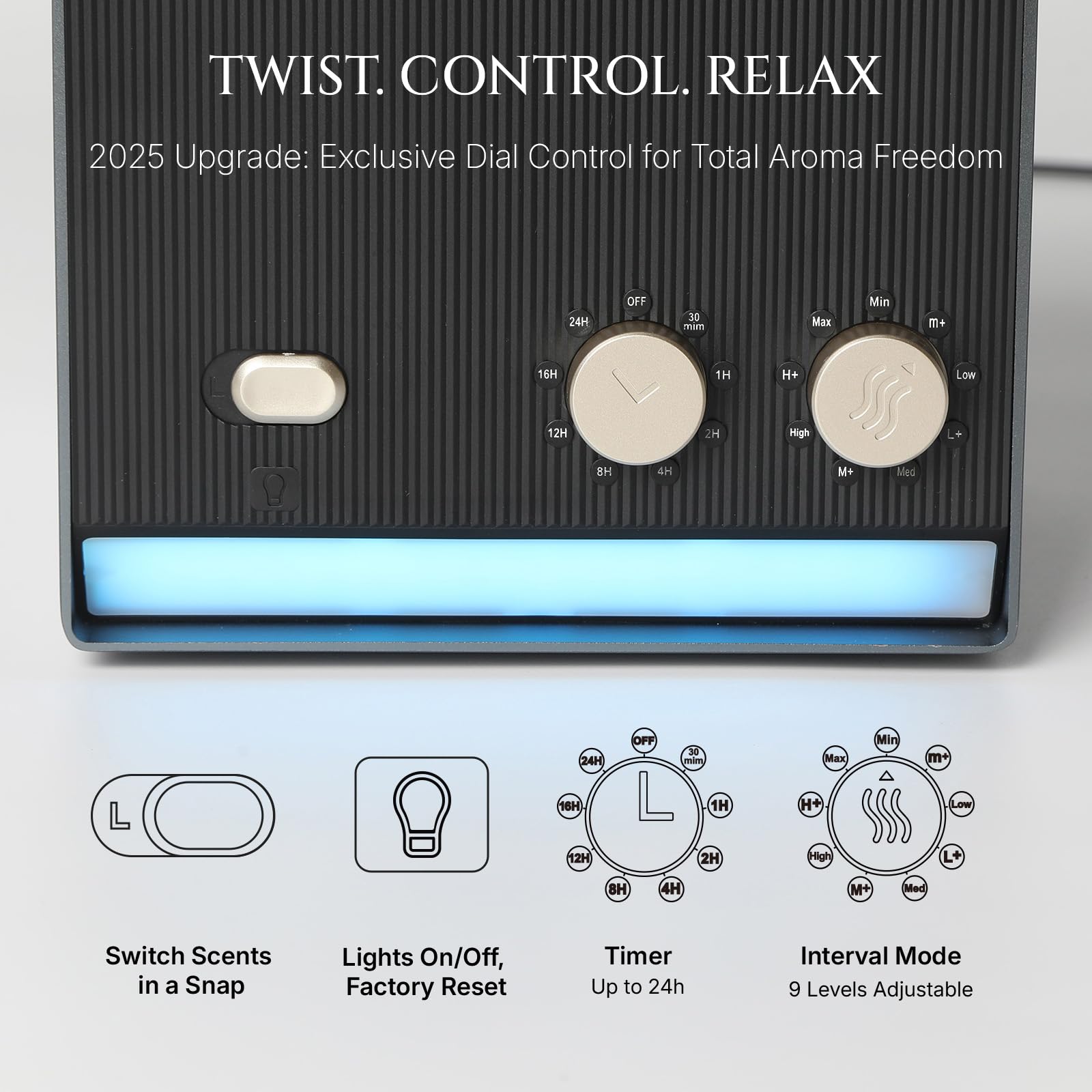 Panel de control de Aromadd para programar 8 temporizadores