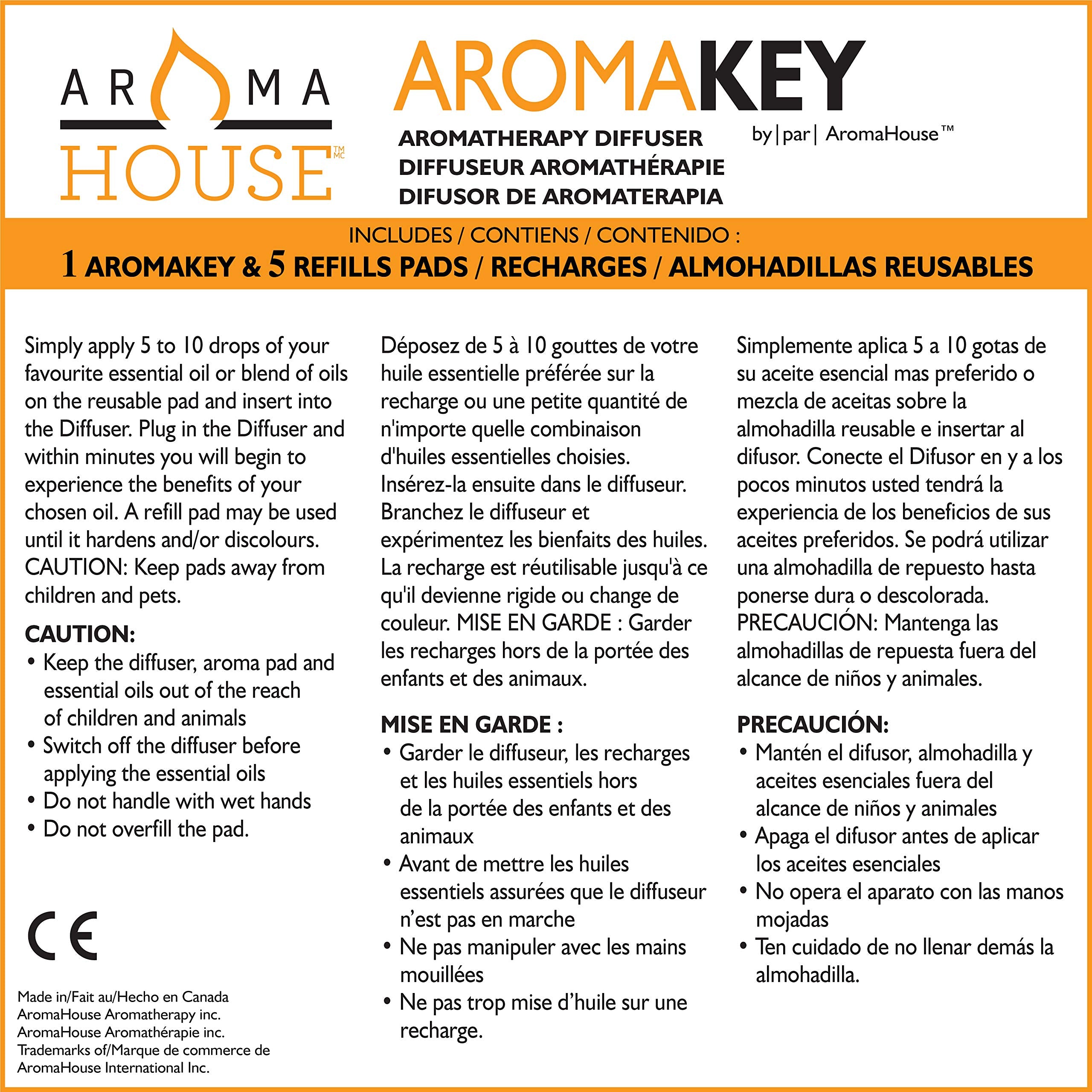 Aromahouse Aromakey difusor USB almohadillas intercambiables para flexibilidad