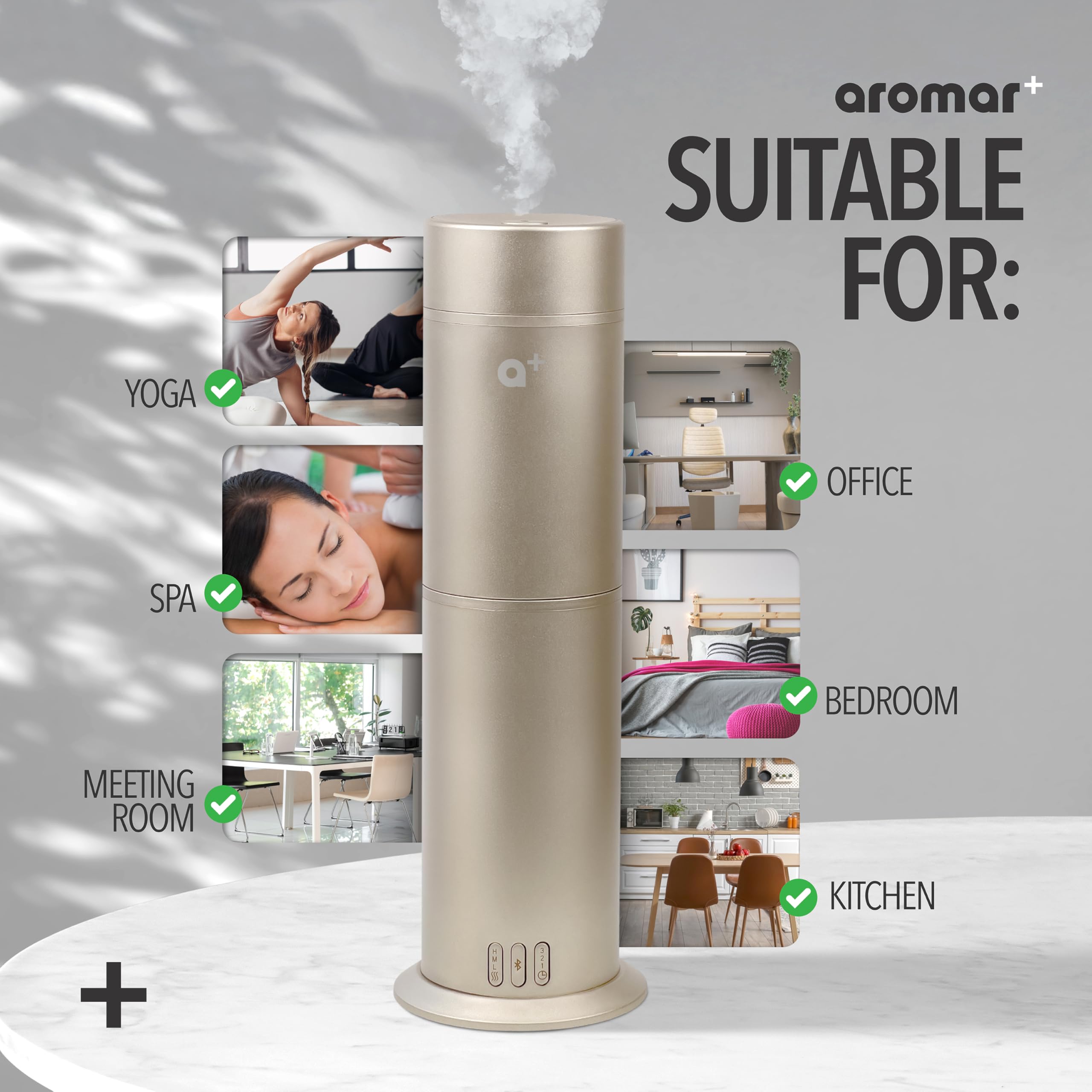 Aromar difusor silencioso para tranquilidad sin aceite.