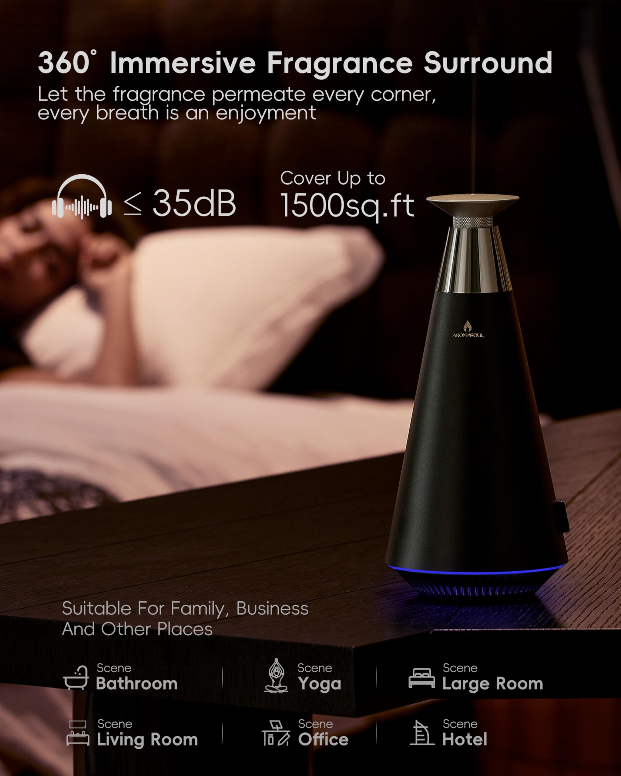 AROMASOUL accesorios incluidos cable USB y paño de limpieza