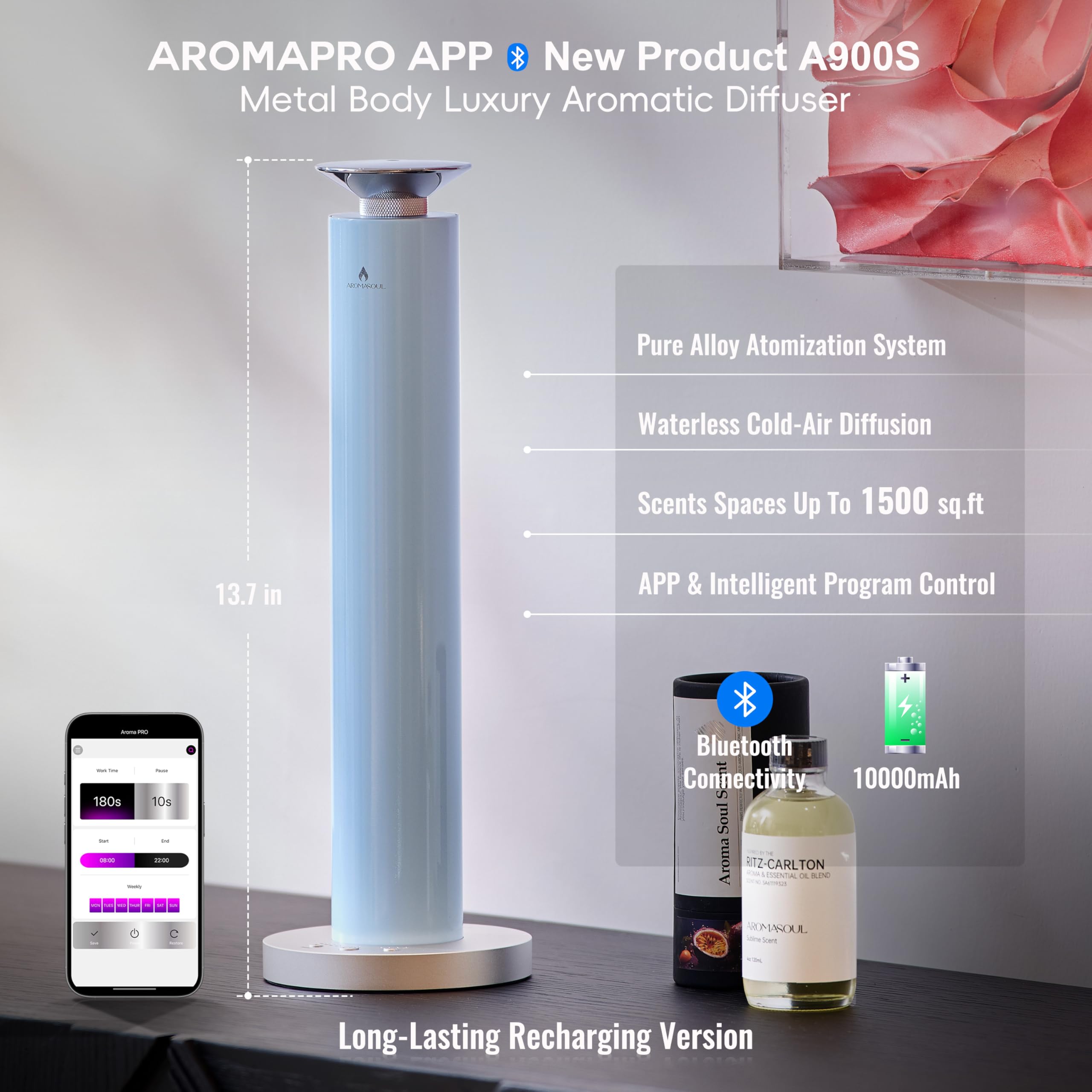 AROMASOUL, difusor con bomba de atomización turbo para aroma puro y limpio.