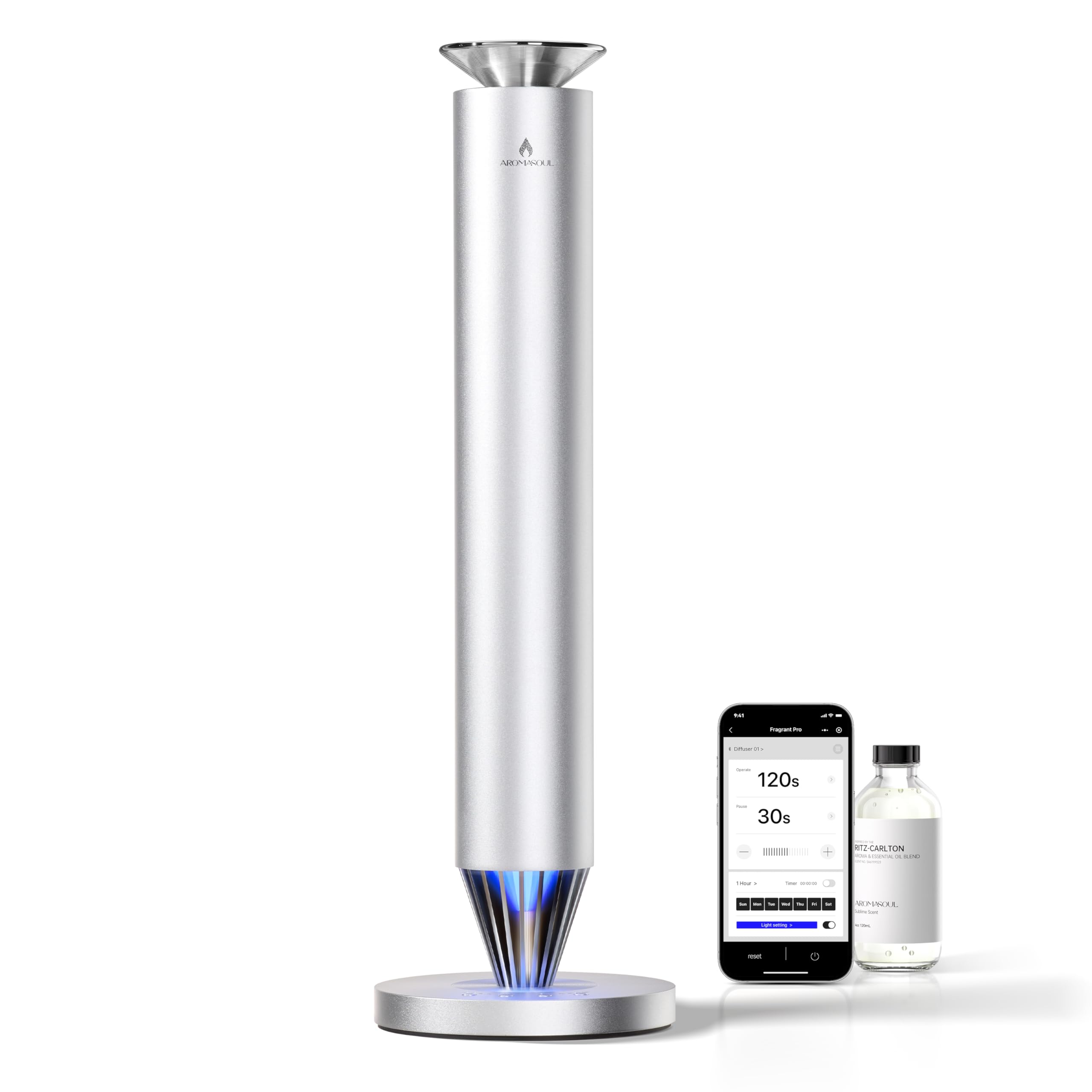 AROMASOUL difusor sin agua con cuerpo de aleación y luz ambiental suave