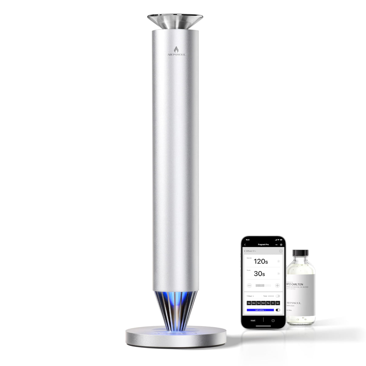AROMASOUL difusor sin agua con cuerpo de aleación y luz ambiental suave