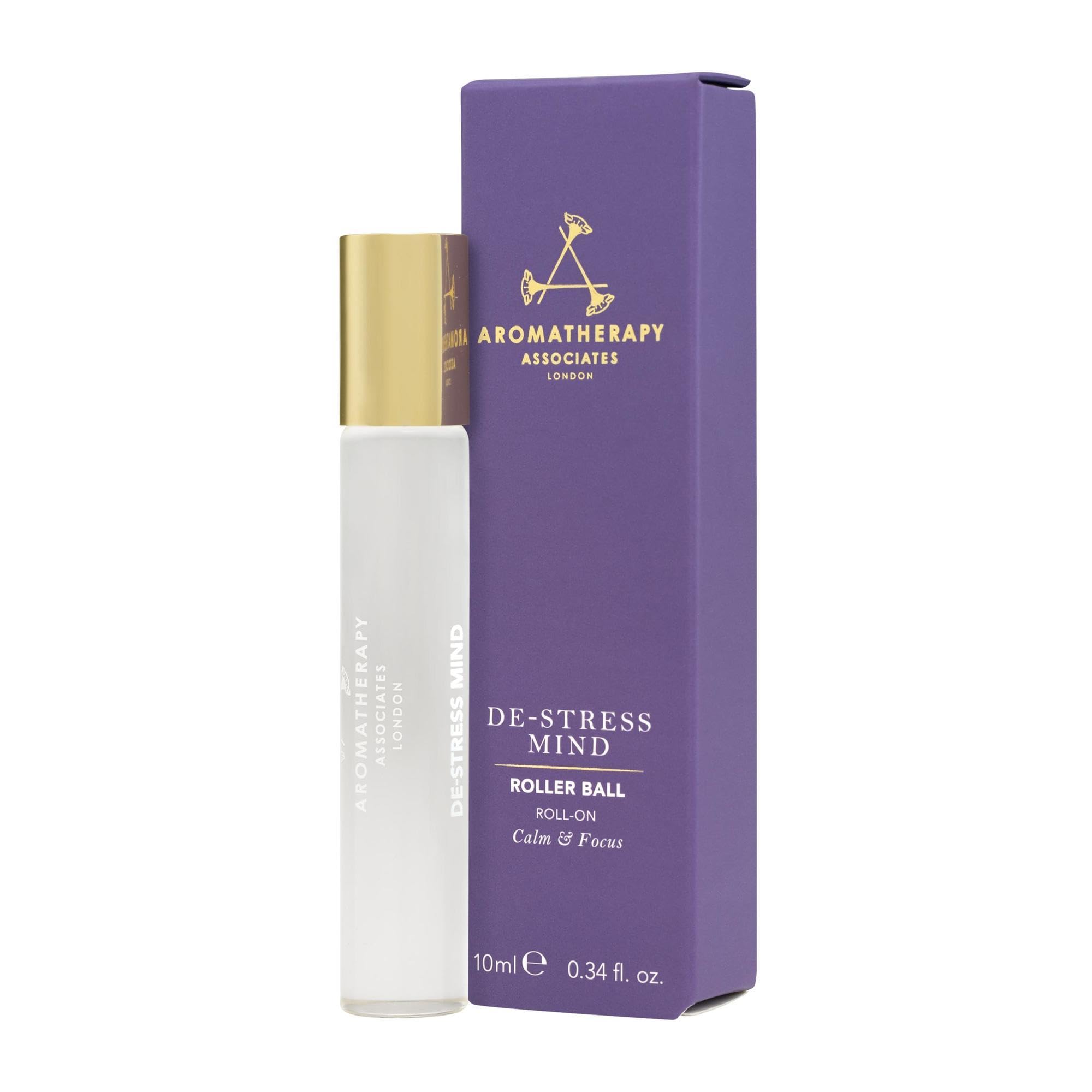 Aromatherapy Associates De-Stress Mind Roll-on en bolso para calma instantánea.