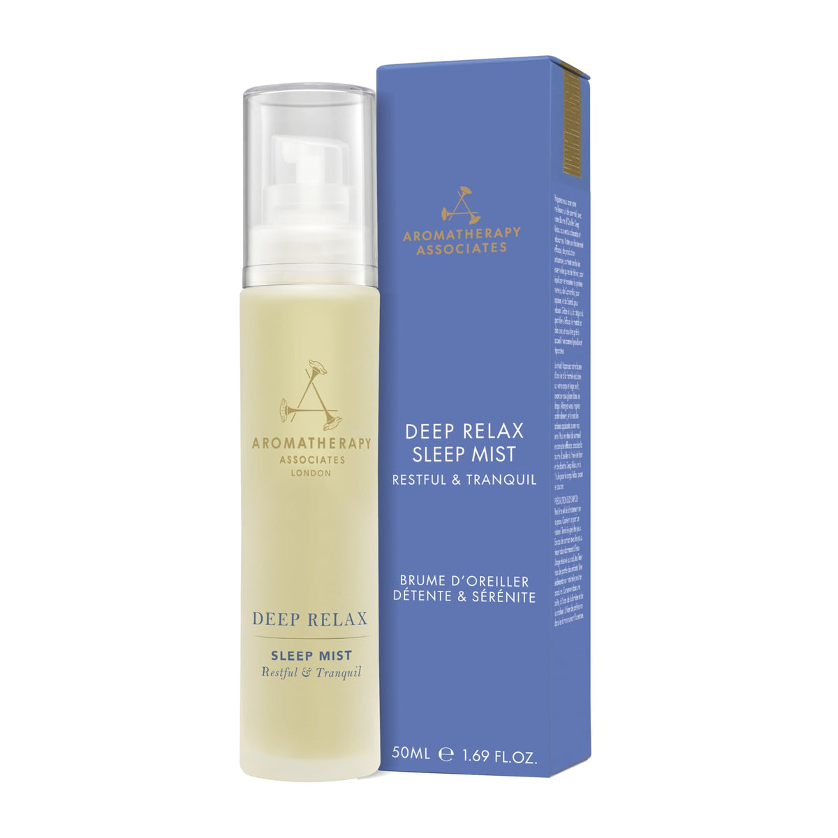 Aromatherapy Associates Deep Relax: niebla para dormir sobre la botella