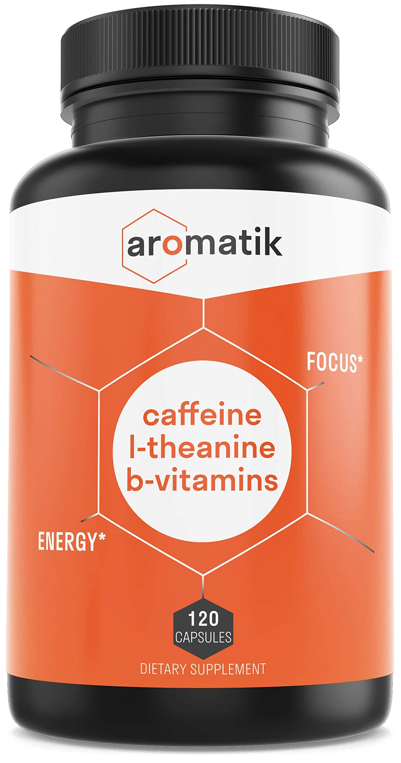 Aromatik cafeina-l-teanina, cápsulas listas para uso durante el día.