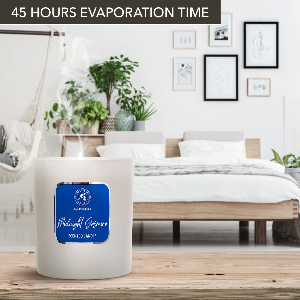 AROMATIKA Vela de soja Jazmín Nocturno en interior para ambientación suave