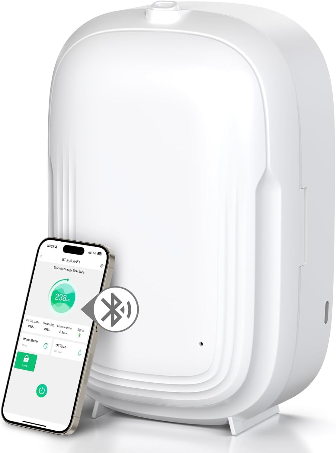 Difusor sin agua AROMAUKO con diseño compacto para escritorio.