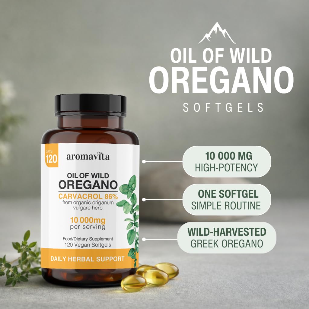 AROMAVITA botella de orégano orgánico con aceite de oliva como carrier