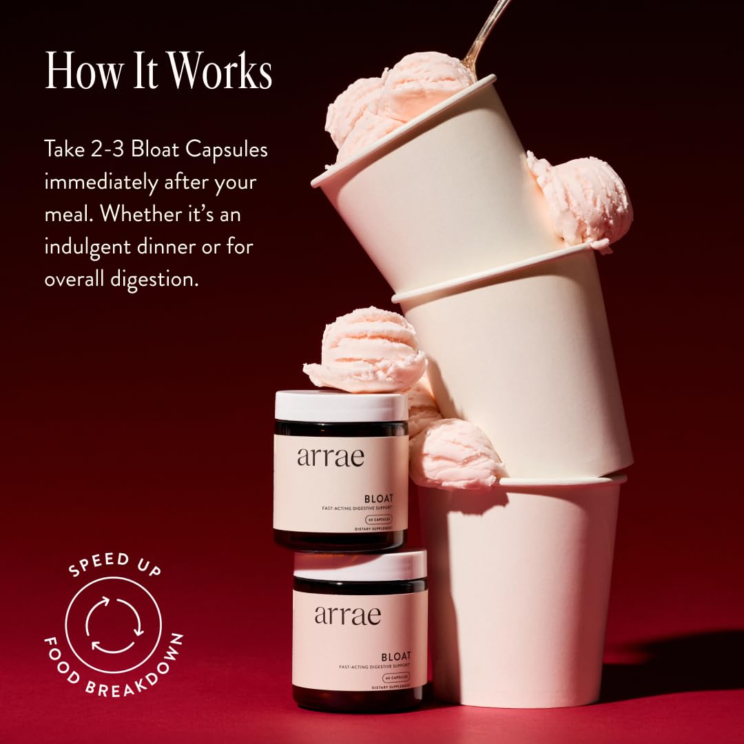 Arrae Bloat: cápsulas y dosis para tomar tras comidas abundantes.