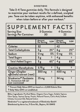Arrae Tone Gummies, etiqueta clara para lectura rápida de ingredientes.