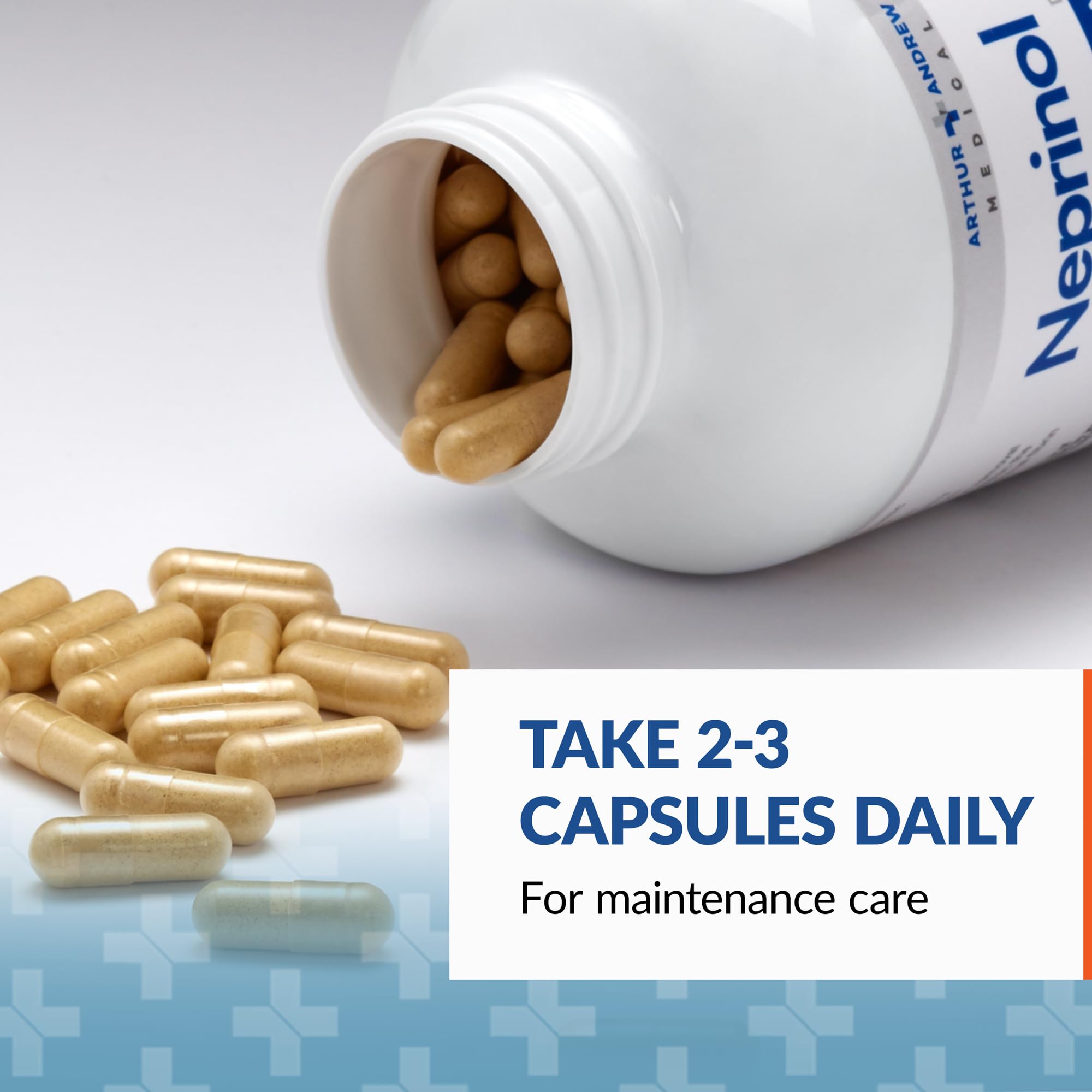 Arthur Andrew Medical Neprinol AFD capsules illustrate lipase-based fibrin support