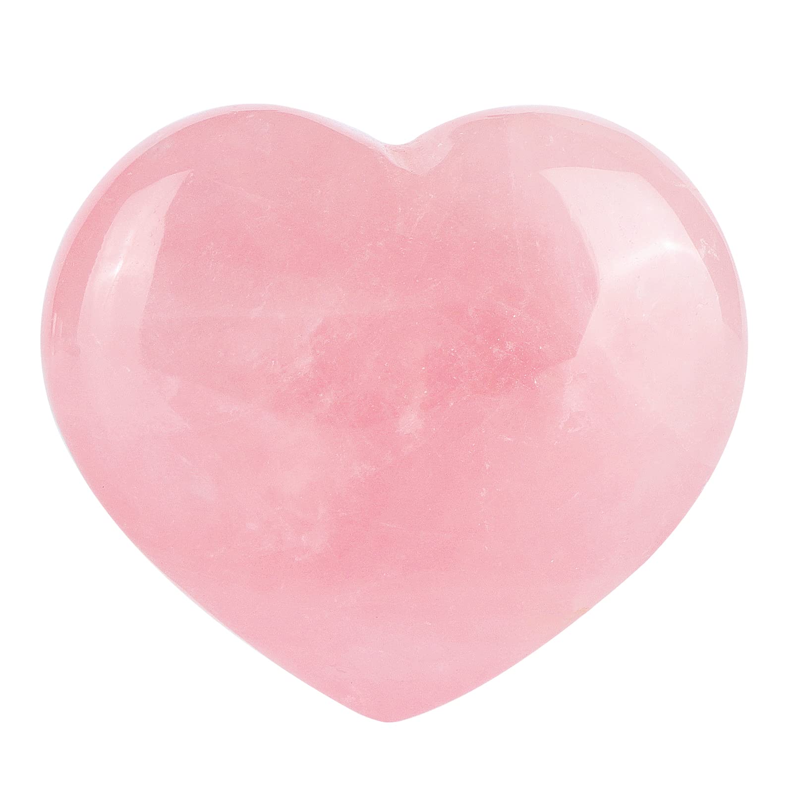Artistone corazón de cuarzo rosa de 2 pulgadas, detalle tallado para meditación.