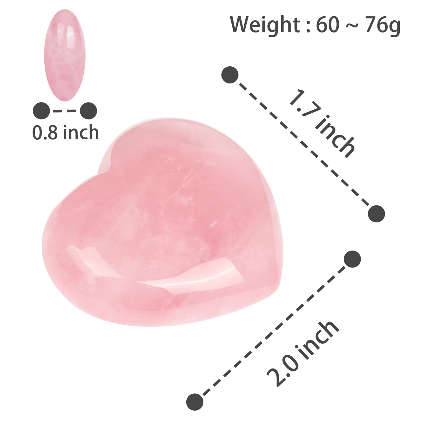 Corazón de cuarzo rosa Artistone con acabado suave para Reiki y equilibrio.