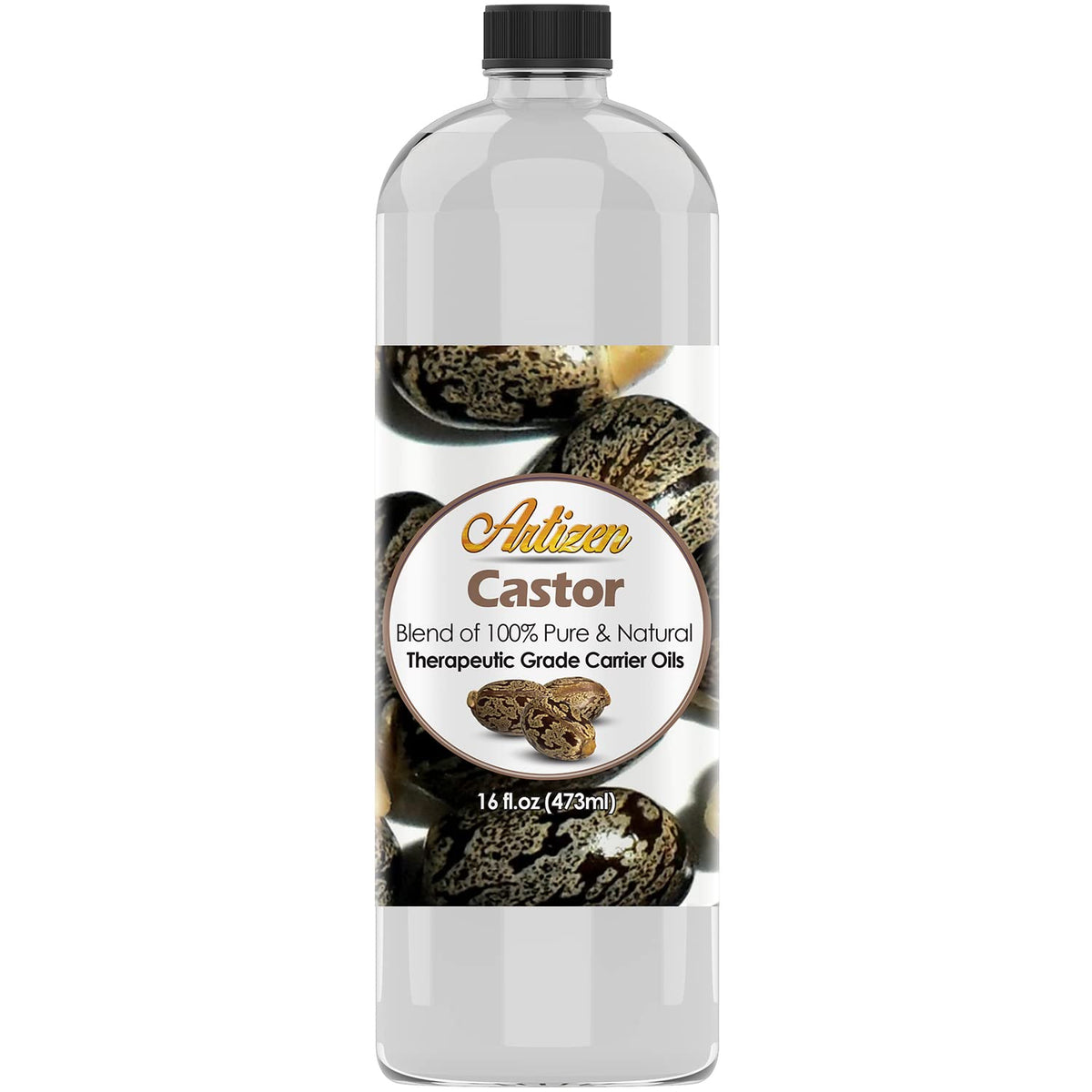 Artizen Aceite de Ricino Puro, bote de 16 oz, hidratación para piel y cabello.