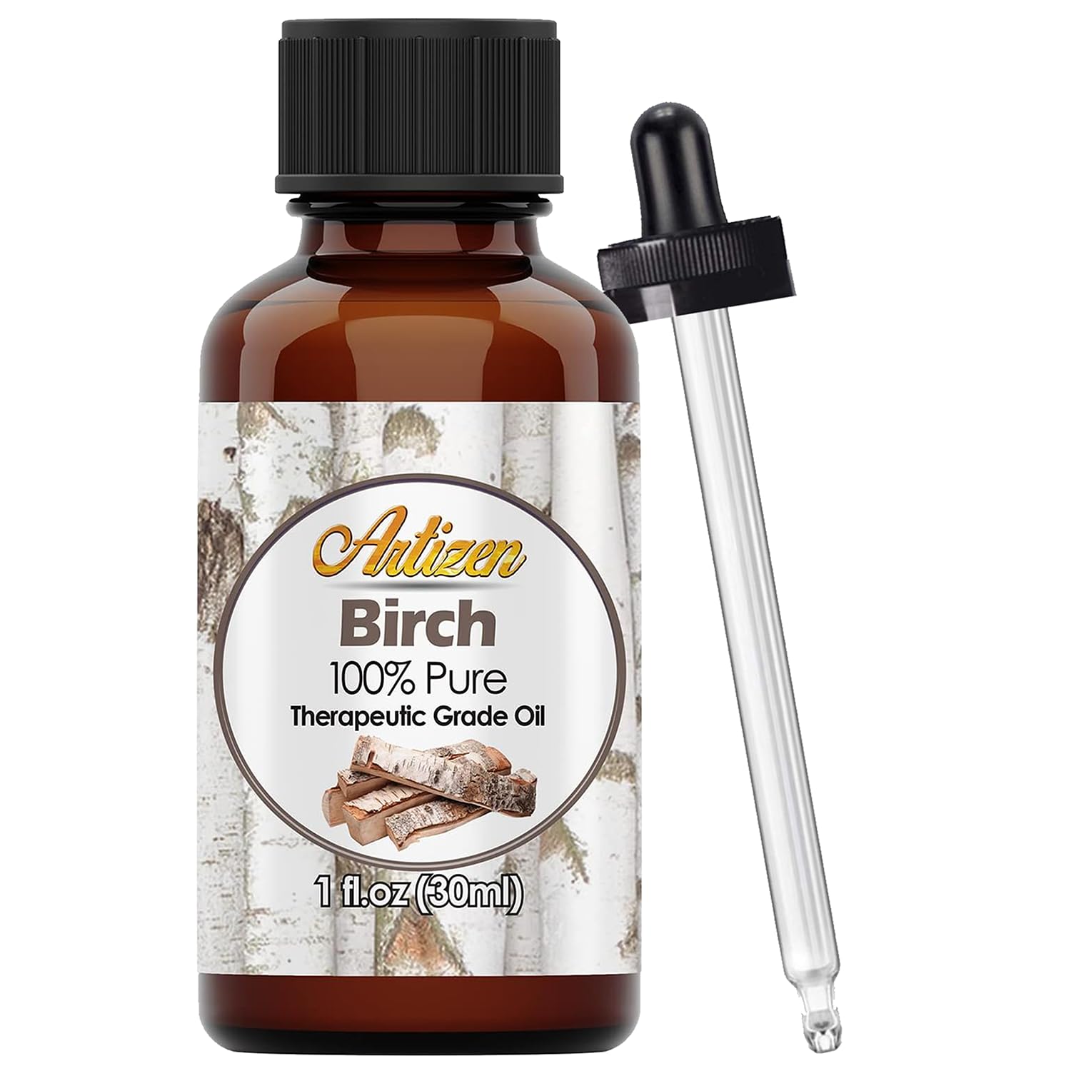 Aceite esencial de abedul Artizen en botella frontal, aroma puro para ambientar espacios