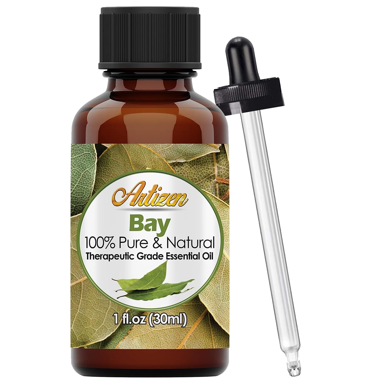 Artizen aceite esencial de laurel 30 ml, frasco oscuro protege la pureza y aroma.