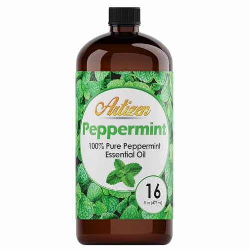 Aceite esencial de menta Artizen en botella grande, ideal para difusores y creaciones caseras