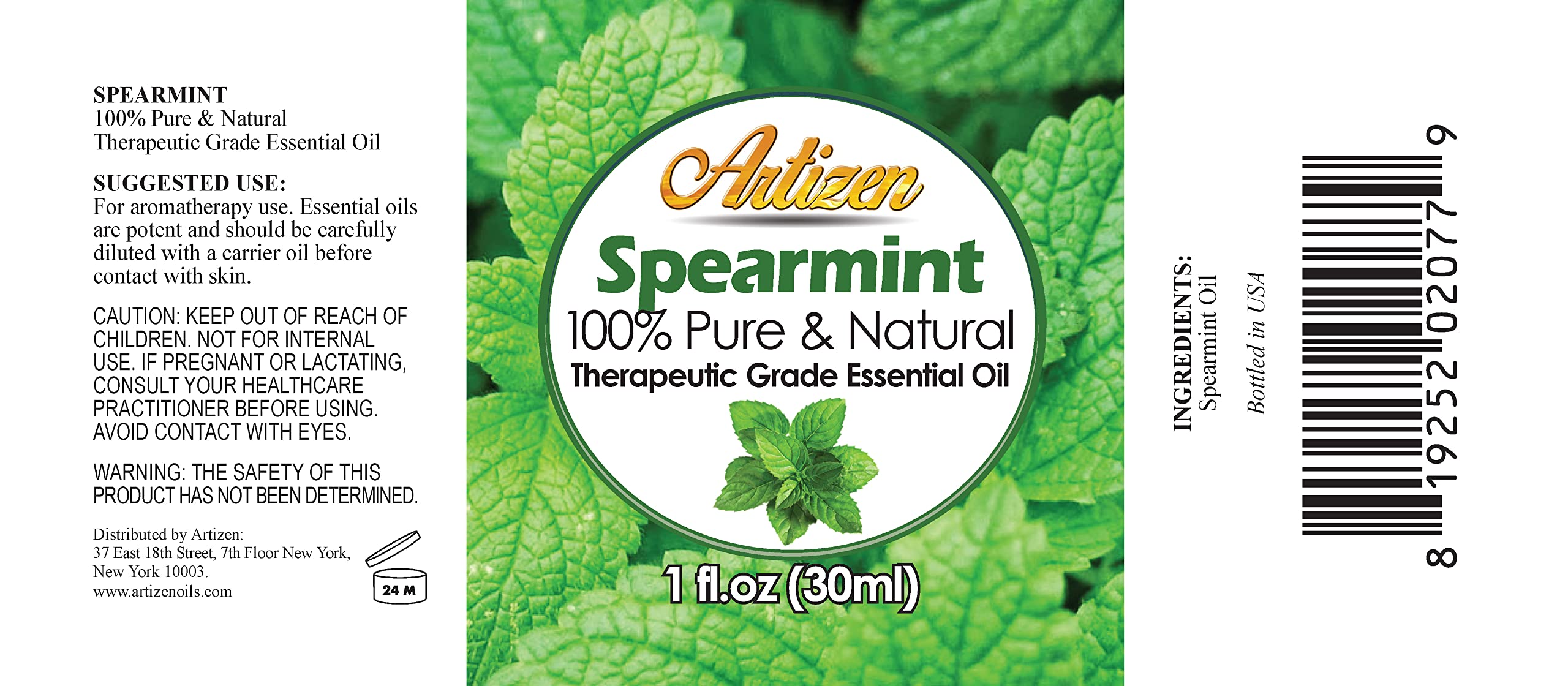 Artizen aceite esencial de menta verde, frasco de vidrio: pureza y concentración para uso diario