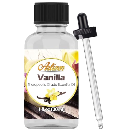 Artizen Aceite Esencial de vainilla en botella con cuentagotas para aromaterapia suave