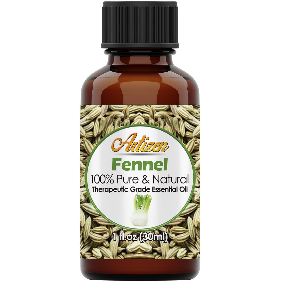 Artizen Aceite de hinojo 30ml, botella frontal, aroma fresco para perfumar espacios.