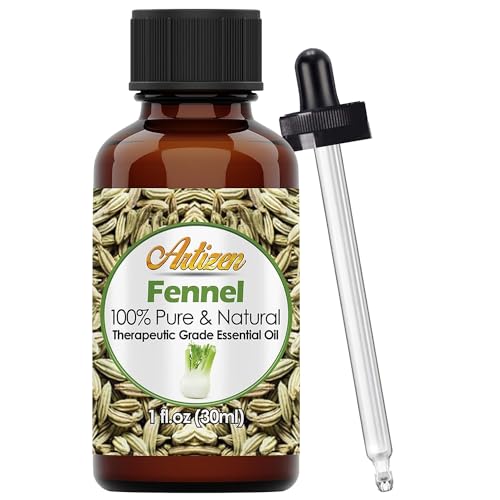 Artizen Aceite de hinojo 30ml, vidrio UV, protege la calidad del aroma.