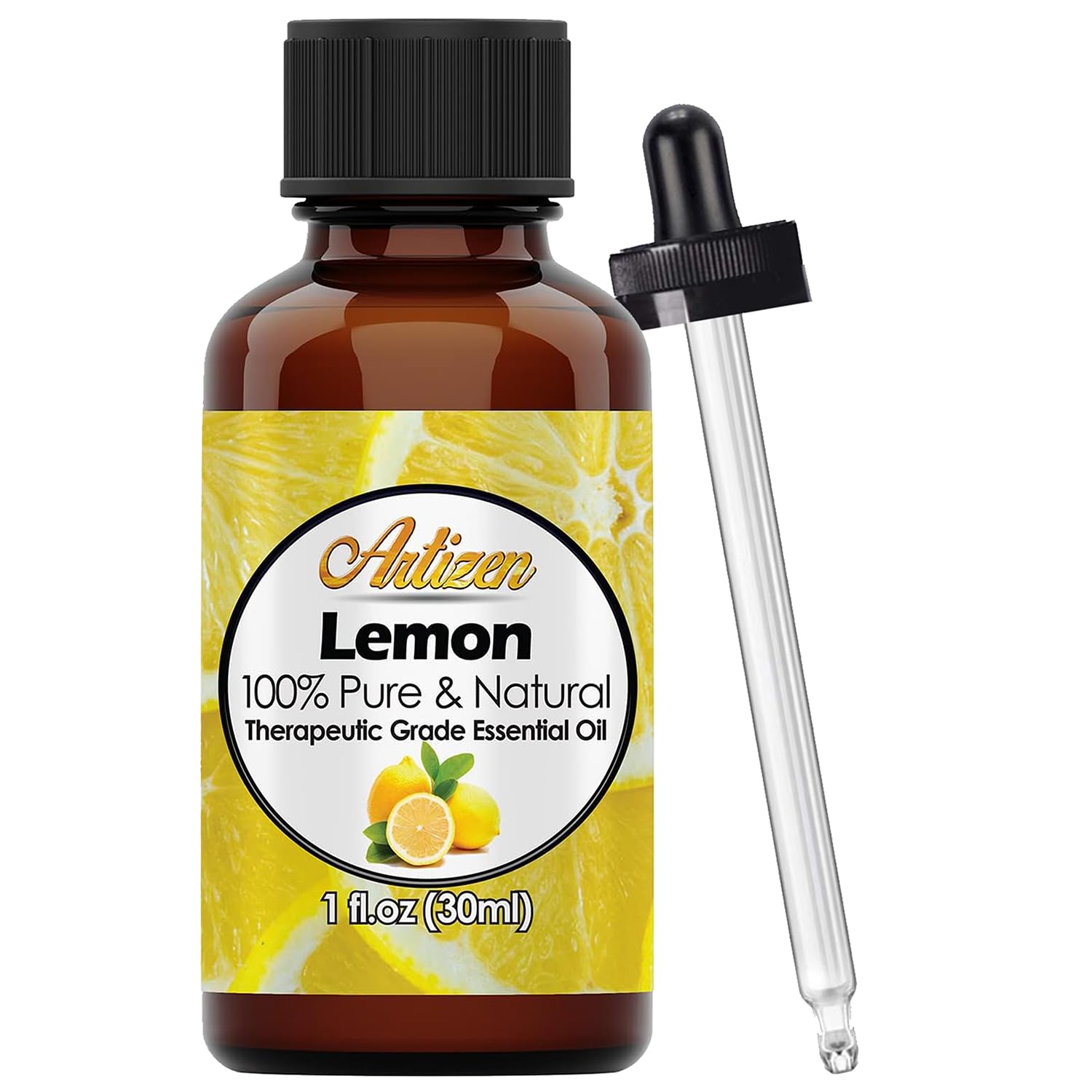 Artizen Aceite de limón, frasco de vidrio oscuro protege la pureza y la intensidad aromática.