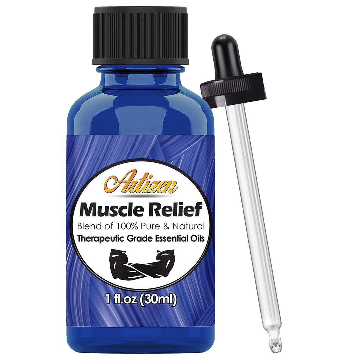 Botella Artizen para alivio muscular profundo, ideal para masaje suave.