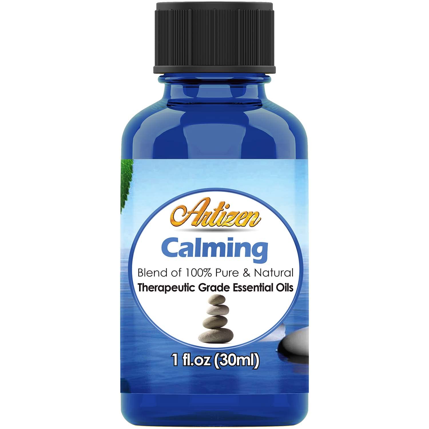 Artizen Aceite Esencial Calmante en frasco, ideal para difusor.