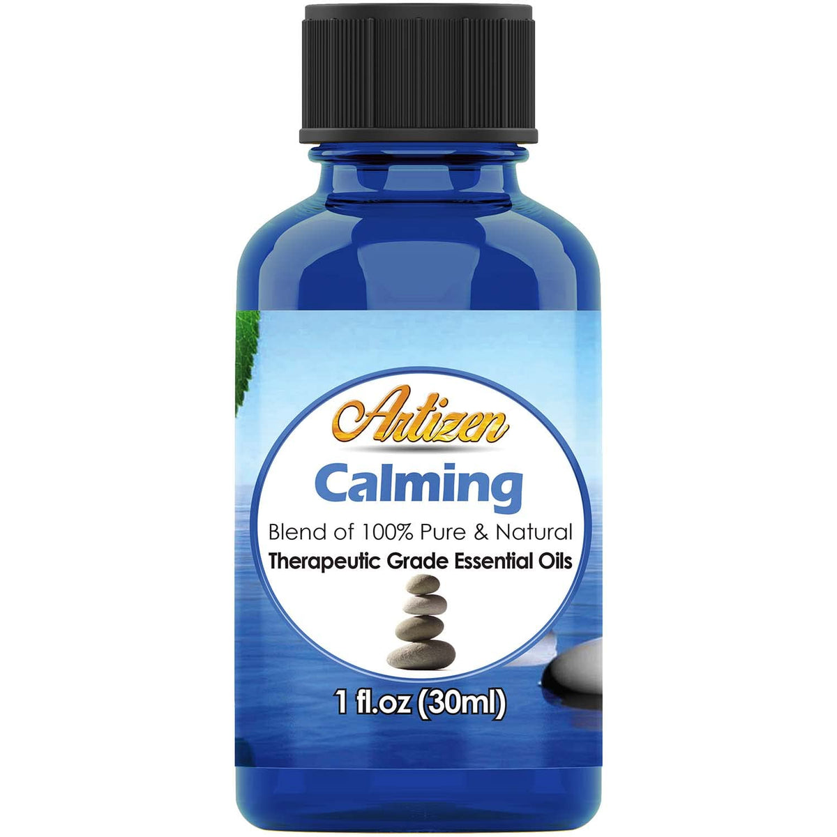 Artizen Aceite Esencial Calmante en frasco, ideal para difusor.