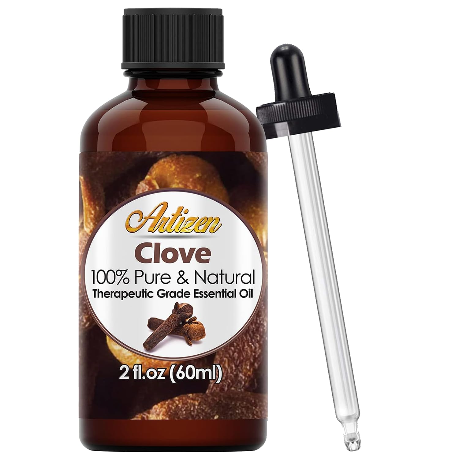 Artizen Clavo Aceite 2 onzas en botella de vidrio con protección UV mantiene pureza y aroma