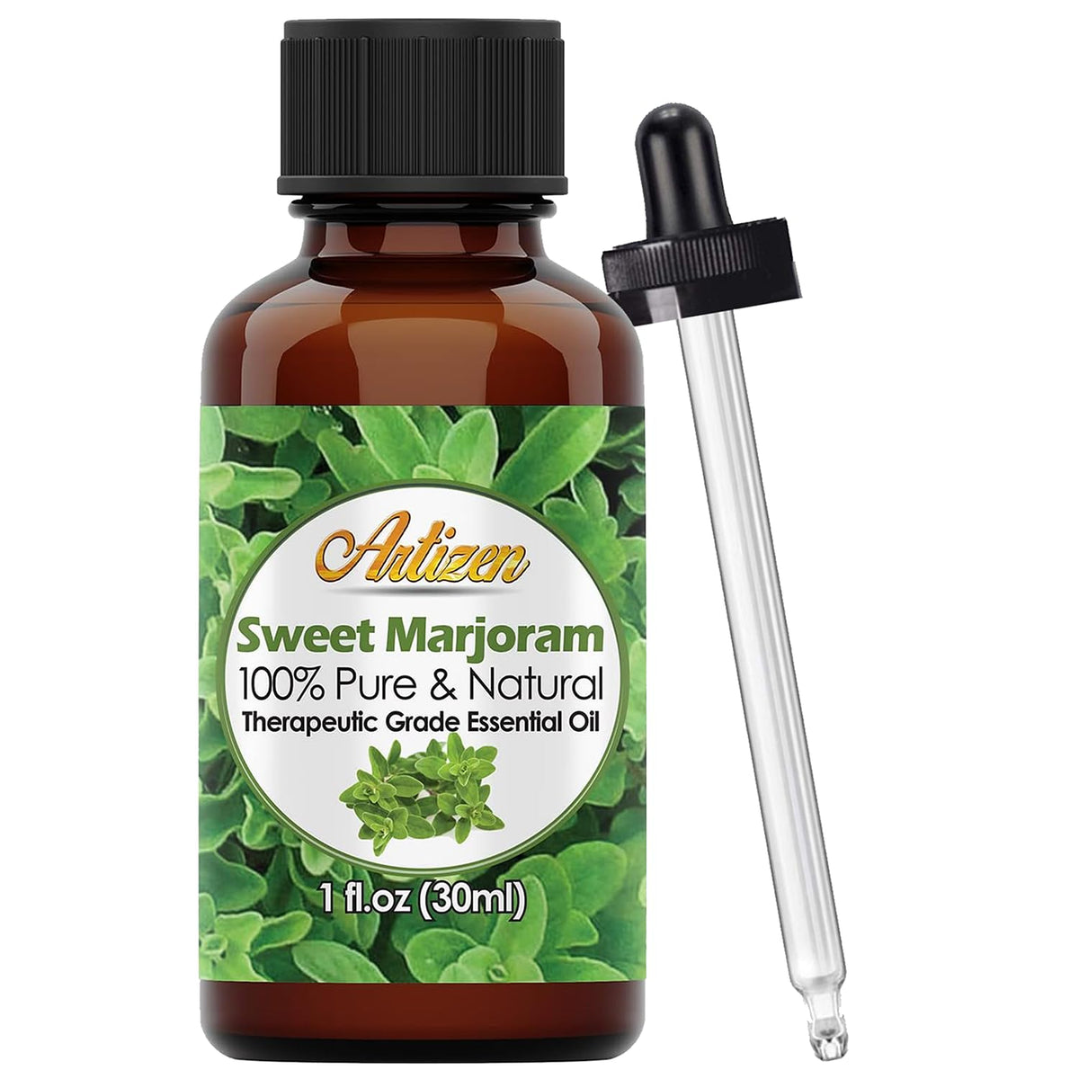 Artizen Mejorana Dulce frasco de vidrio protege la pureza para aromaterapia