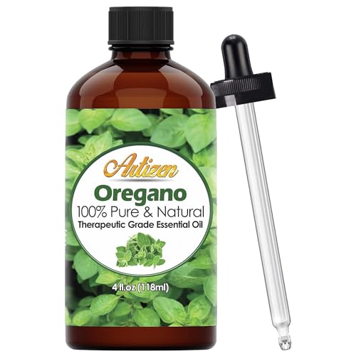 Artizen Aceite Esencial de Orégano en frasco de vidrio UV; ideal para difusor y creación de blends.