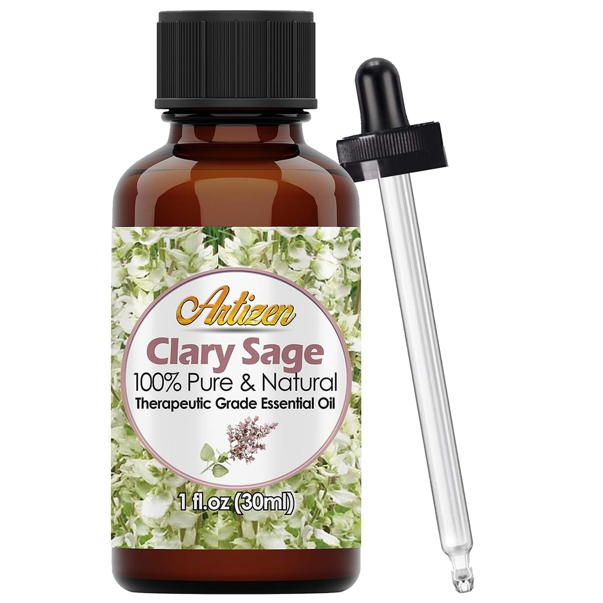 Artizen salvia sclarea aceite esencial 30 ml, aroma suave para relajación y ambientación.