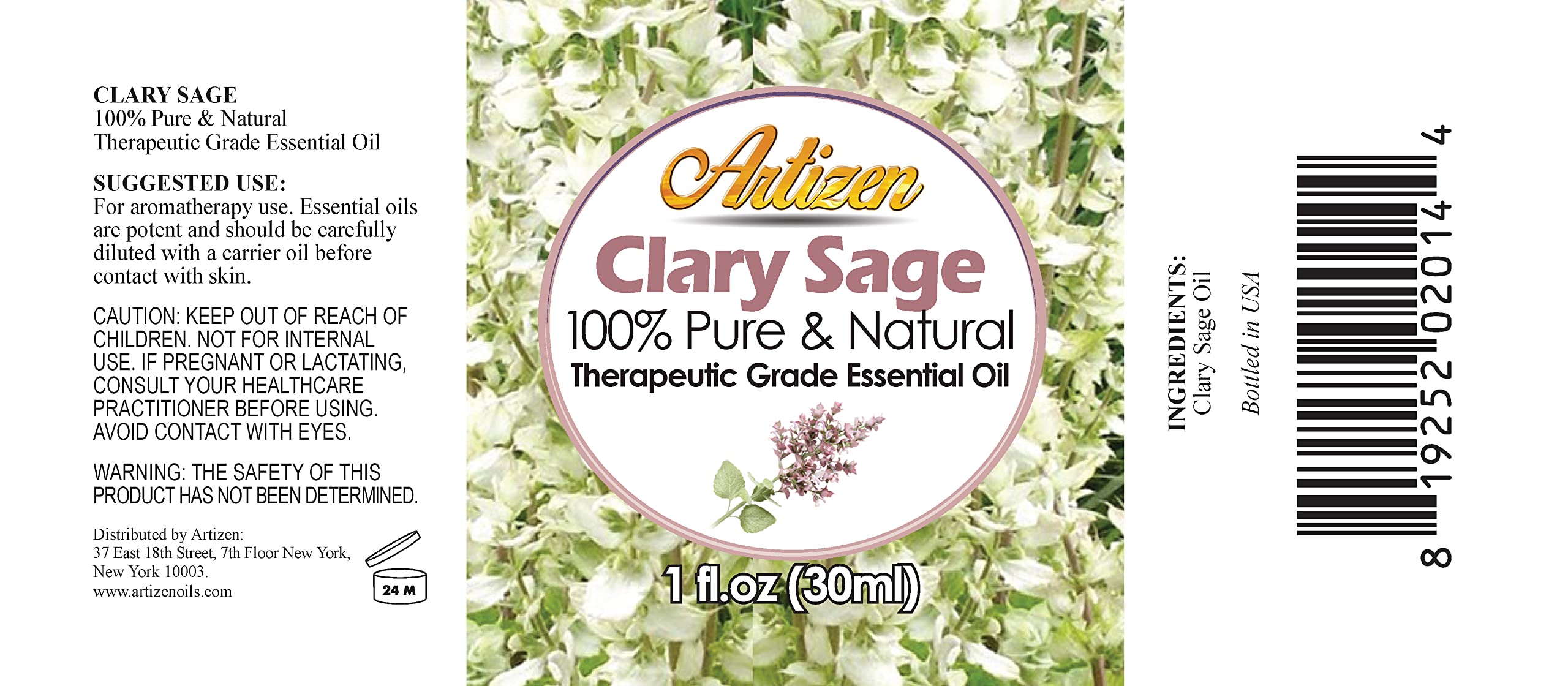Artizen salvia sclarea botella de vidrio oscuro, protege la pureza del aceite.