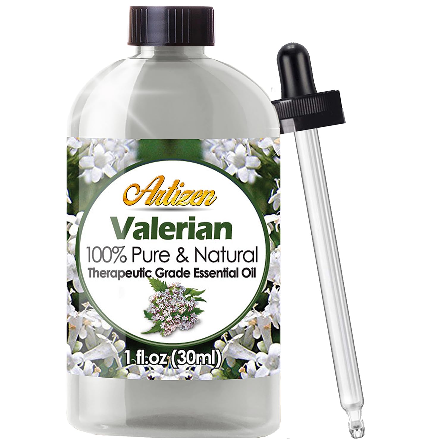 Artizen Valeriana: aceite 30 ml, botella para relajación nocturna.